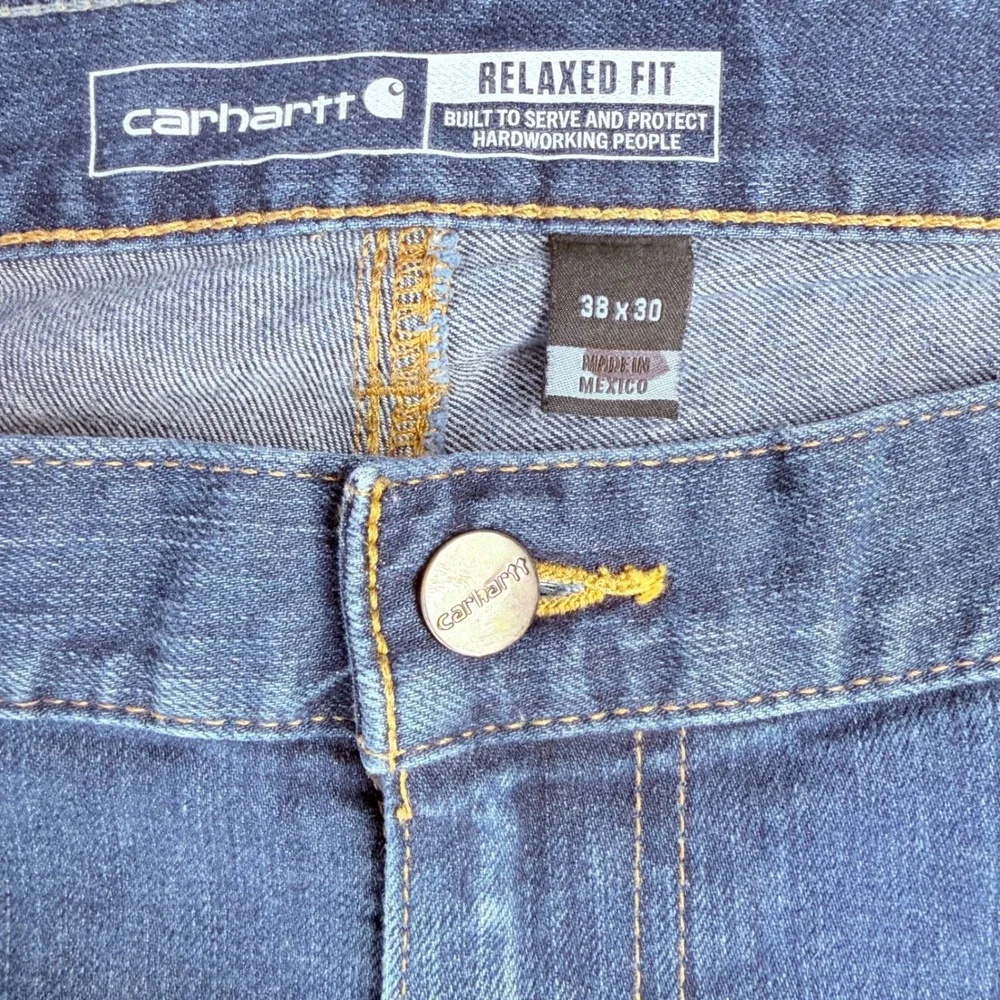 Carhartt Relaxed Fit Jeans Mens 38x30 Blue Denim Rugged Workwear Utility Outdoor